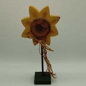 Rustic Primitive Vintage Yellow Wooden Sunflower Tabletop Decor 11"